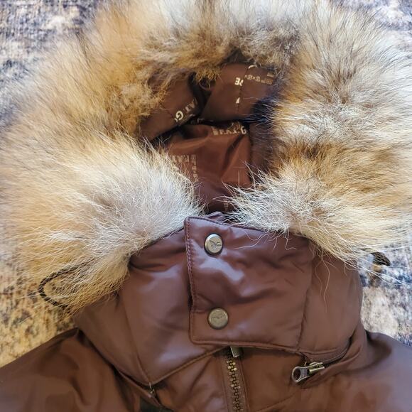Triple F.A.T. Goose Brown Down Bomber Jacket Real Fur Hood Size M - Picture 5 of 11